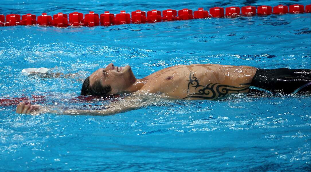 Florent Manaudou, champion du monde de natation en 2015, a un tatouage qui court tout le long de son torse