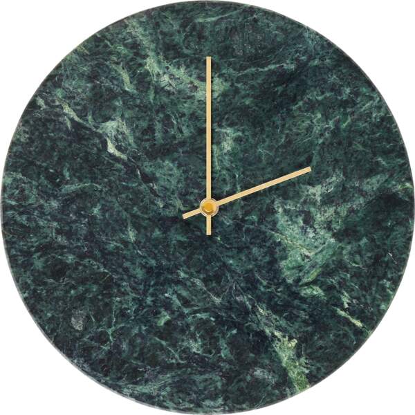 Horloge murale en marbre vert, 45 €, Habitat.