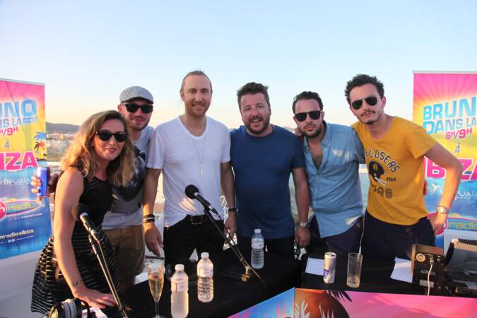 David Guetta avec l'équipe de Bruno dans la radio