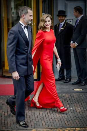 Felipe et Letizia d'Espagne à la soirée du 50e anniversaire du roi W. Alexander des Pays Bas, le 29 avril 2017