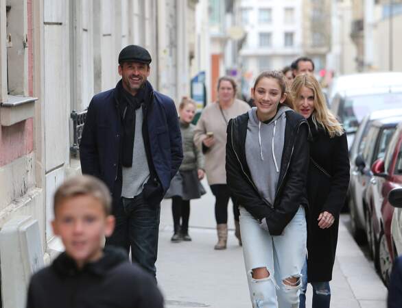 Patrick Dempsey, sa femme Jillian et leurs enfants à Paris, le 22 février 2017 