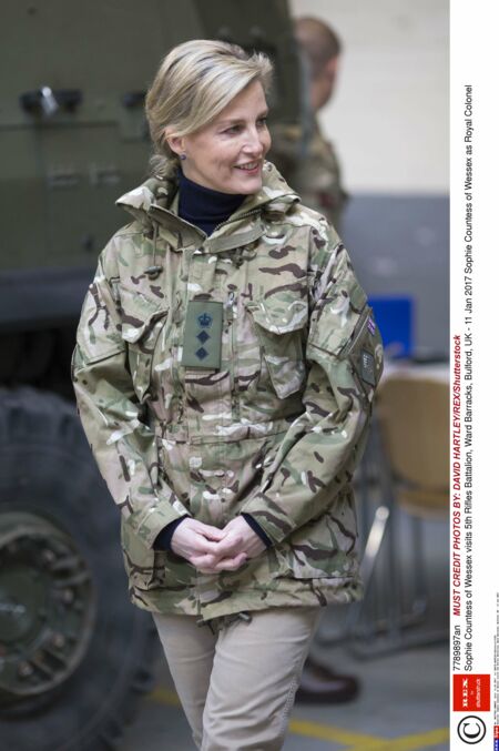 Sophie Rhys-Jones visite le 5e bataillon du régiment The Rifles, le 11 Janvier 2017