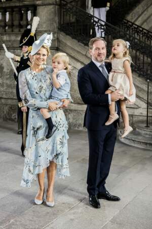 La princesse Madeleine de Suède et son mari, Christopher O'Neill en compagnie de leurs enfants le 14 juillet 2017