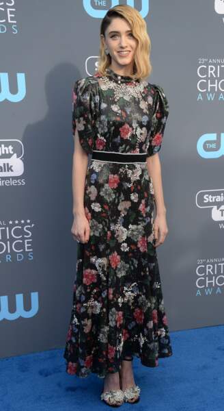 Natalia Dyer, star de la série "Stranger Things", aux Critics Choice Awards le 11 janvier 2018 à Los Angeles