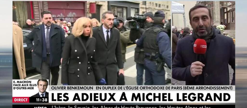 Brigitte Macron aux obsèques de Michel Legrand en la Cathedrale orthodoxe Saint-Alexandre-Nevsky a Paris
