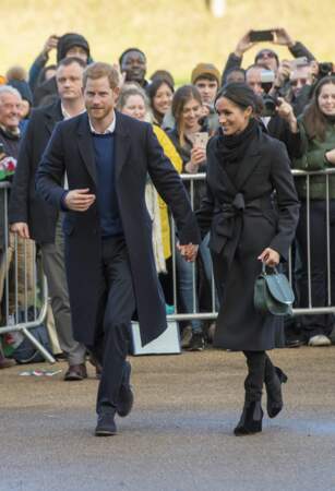 Le prince Harry et sa fiancée Meghan Markle visitent le château de Cardiff le 18 janvier 2018