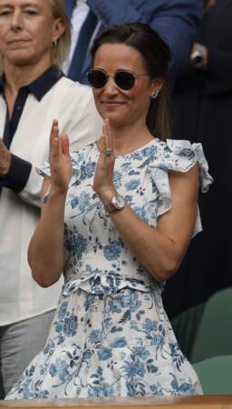 Pippa Middleton, dans les tribunes lors de la finale femme de Wimbledon, le 13 juillet 2019
