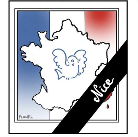 Le dessin de Plantu où un ruban de deuil barre la France au niveau de Nice.