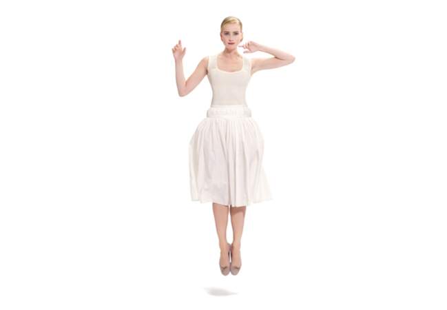 Body esprit corset  en maille fine côtelée 280€ avec une jupe longue en taffetas mémoire de forme - 220€