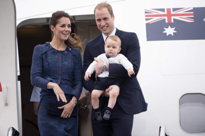 William, Kate et George quittent la Nouvelle-Zélande pour se rendre en Australie, le 16 avril 2014