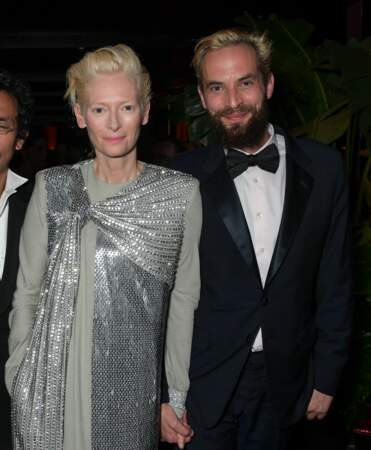 Tilda Swinton et Sandro Kopp lors de la soirée du film "The Dead Don't Die" à Cannes le 14 mai 2019