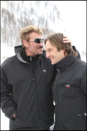 Johnny et David Hallyday à Val d'Isère en 2008