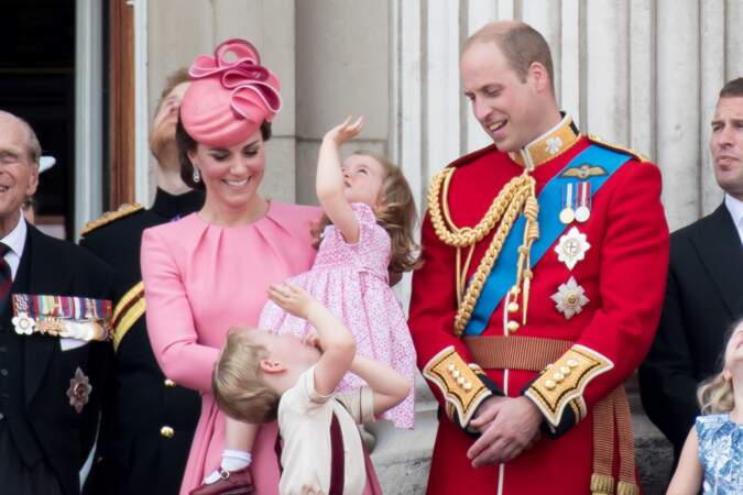 Kate Middleton, le prince George, la princesse Charlotte et le prince William le 17 juin 2017
