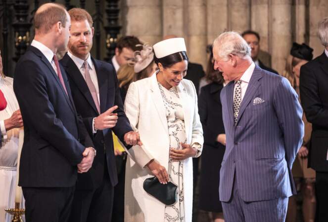 Meghan et Charles, très complices, avec William et Harry, lors de la journée du Commonwealth, le 11 mars 2019