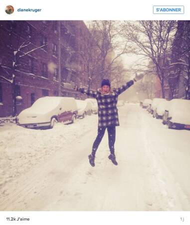 Diane Kruger a l'air d'aimer la neige!