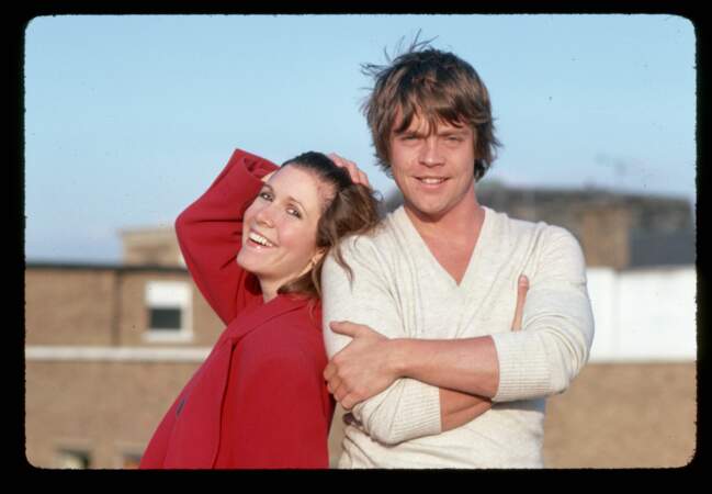 Carrie Fisher et Mark Hamill sur le tournage de Star Wars