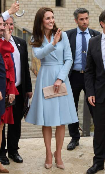 Une couleur qu'affectionne aussi Kate Middleton, ici en visite au Luxembourg, en 2017.