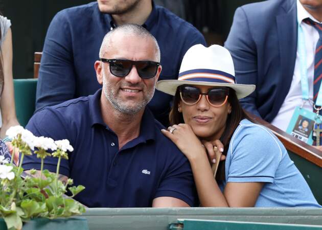 Amel Bent et son mari Patrick Antonelli à Roland Garros le 3 juin 2018