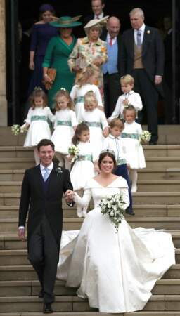 Les enfants d'honneur du mariage d'Eugenie d'York avaient des touches de vert en ceinture de leurs tenues blanches.