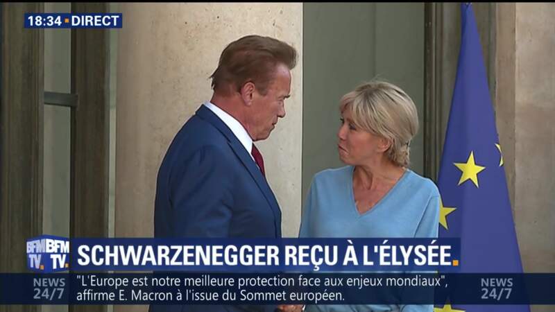 Brigitte Macron et Arnold Schwarzenegger à l'Elysée : un moment de complicité capté par les caméras