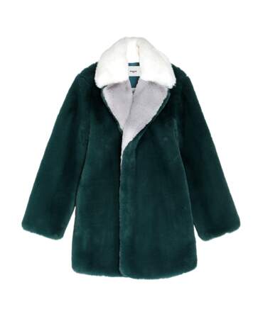 Manteau tricolore en fausse fourrure, 275,00 €  soldé 192,50 €, Suncoo.