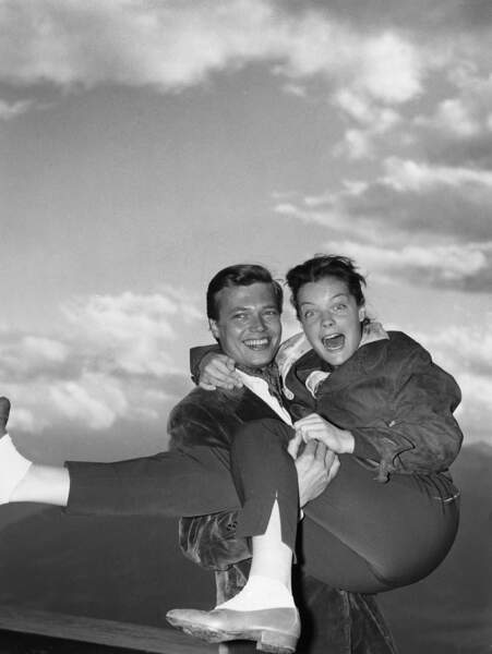 Romy Schneider et le comédien Karlheinz Böhm en 1956