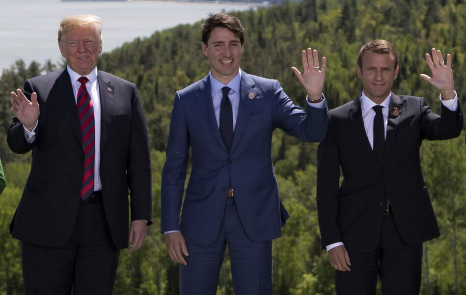 Donald Trump, Justin Trudeau et Emmanuel Macron le 8 juin 2018