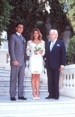 Stéphanie de Monaco et Daniel Ducret lors de leur mariage le 3 juillet 1995, avec le prince Rainier 