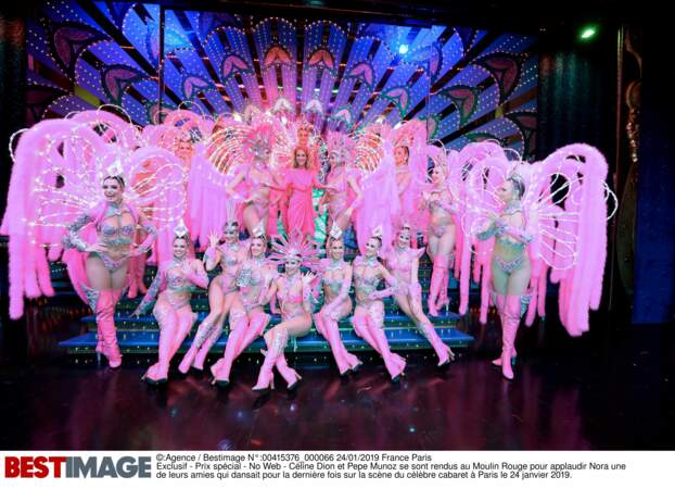 Céline Dion avec les girls du Moulin Rouge, le 24 janvier 2019