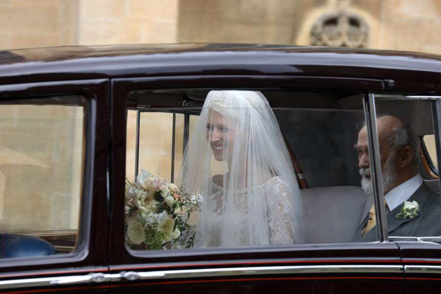 Gabriella Windsor est arrivée avec son père, le prince Michael de Kent, dans une Rolls Royce prêtée par la reine