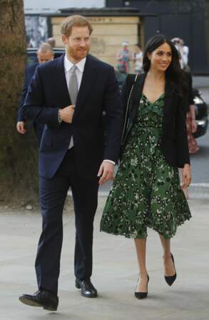 Harry et Meghan lors d'une réception à l'ambassade australienne à Londres le 21 avril 2018