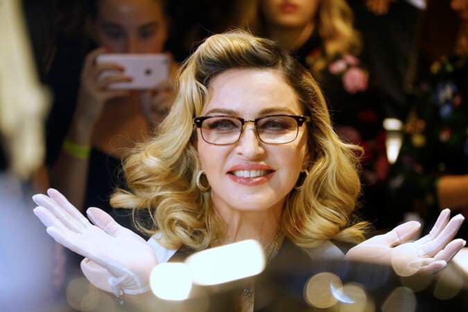 Madonna, lors de la présentation de sa ligne de cosmétique MDNA Skin à New York en 2017