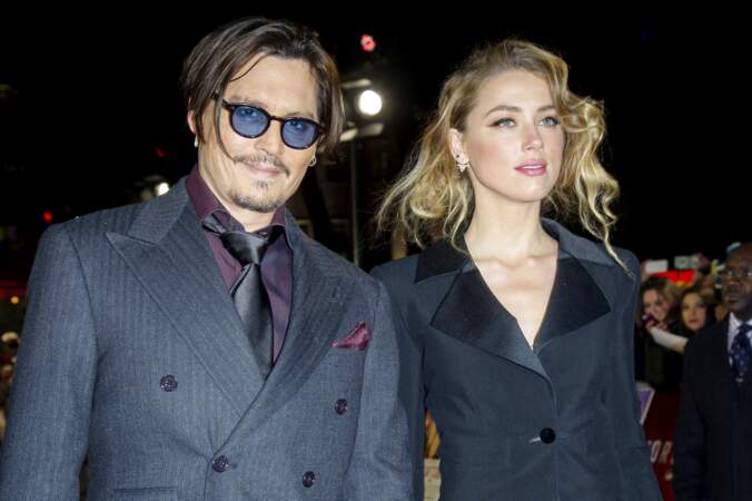 Johnny Depp et Amber Heard à la première de "Charlie Mortdecai" à Londres (2015)