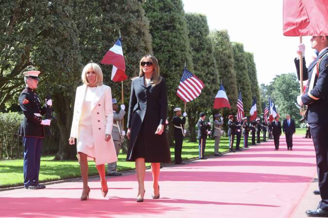 Les premières dames Brigitte Macron et Melania Trump à l'unisson