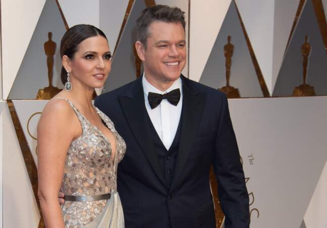 Luciana Barroso et  Matt Damon posent très complices à Los Angeles pour la remise des Oscars