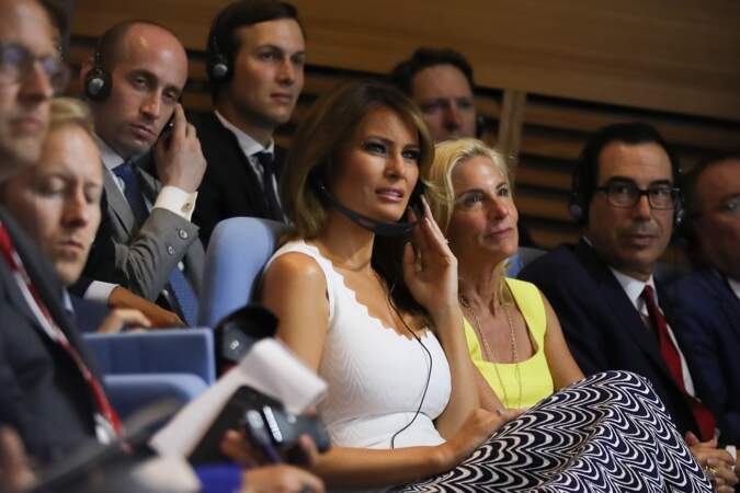 Melania Trump en robe Alaïa au G7 ce lundi 26 août à Biarritz.