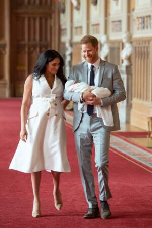 Meghan et Harry après l'accouchement avec Archie le royal baby