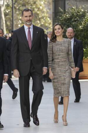 Felipe et Letizia d'Espagne à l'inauguration d'une exposition de peinture à Madrid le 17 février 2017