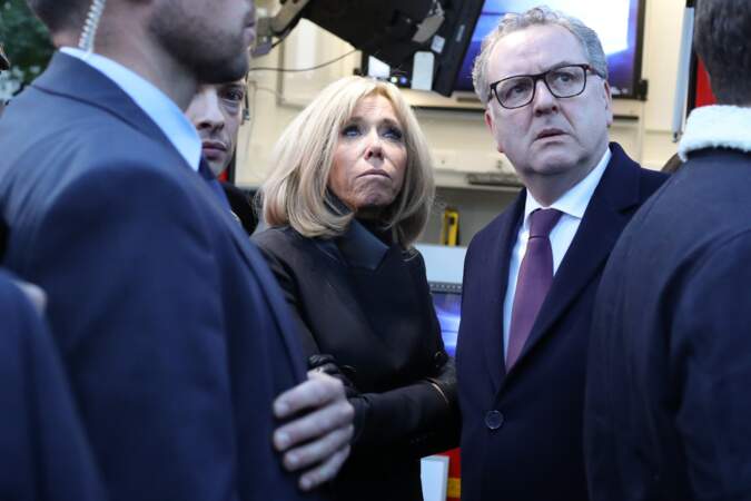 Brigitte Macron et Richard Ferrand ce lundi 15 avril face à l'incendie de Notre-Dame de Paris