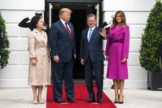 Melania et Donald Trump recevaient le président sud-coréen et son épouse à la Maison Blanche