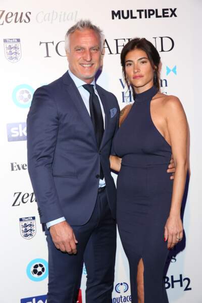 David Ginola et sa compagne, Maeva Denat aux Football Awards à Londres, le 28 février