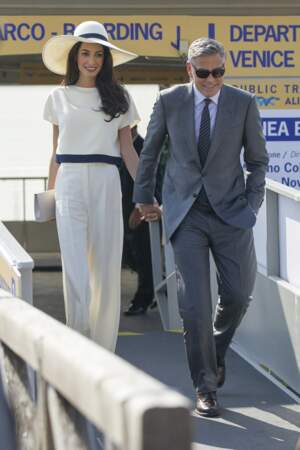 George et Amal Clooney quittent Venise après leur mariage, le 29 septembre 2014