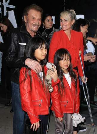 Johnny Hallyday, sa femme Laeticia et leurs filles Jade et Joy le 21 février à Los Angeles.