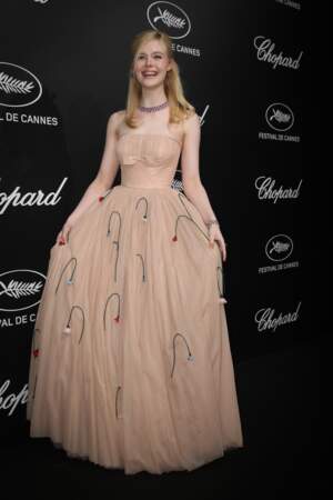 Elle Fanning en robe Prada à la soirée du trophée Chopard  le 20 mai 2019