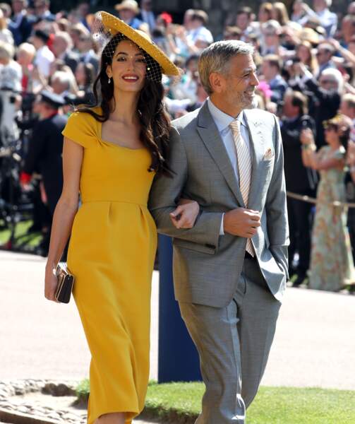 Amal Clooney en robe jaune stella McCartney au mariage de Meghan Markle