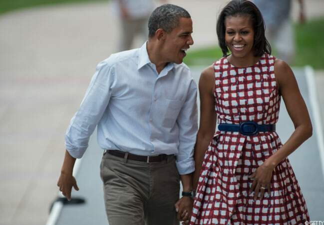 Michelle accompagne Barack dans l'Iowa, Dubuque, pendant sa campagne, le 15 août 2012