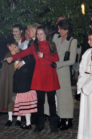 La princesse Alexandra de Hanovre et sa mère Caroline célébrant la Sainte Devote à Monaco le 26 janvier 2012