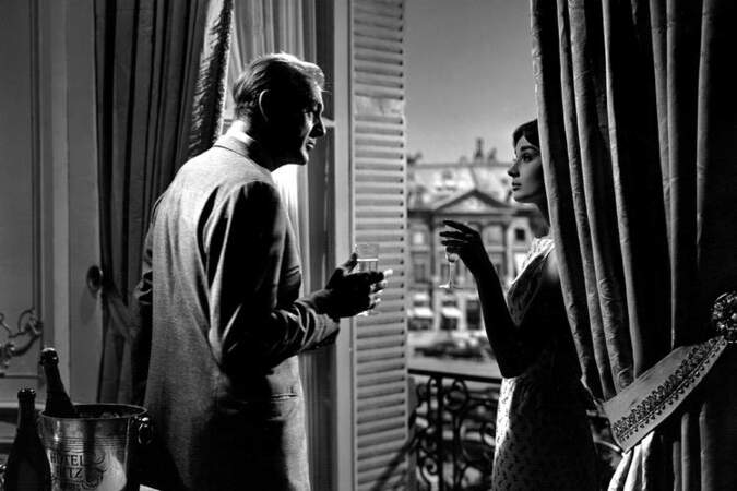 Gary Cooper et Audrey Hepburn, tournage de Love in the Afternoon en 1957 