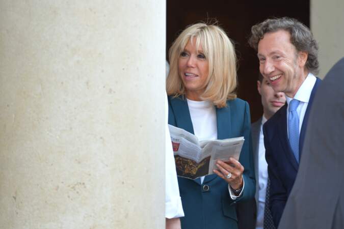 Stéphane Bern et Brigitte Macron, très complices à l'Elysée le 31 mai 2018