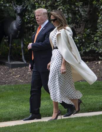 Melania Trump élégante en robe à pois le 24 avril 2019 comme Kate Middleton
